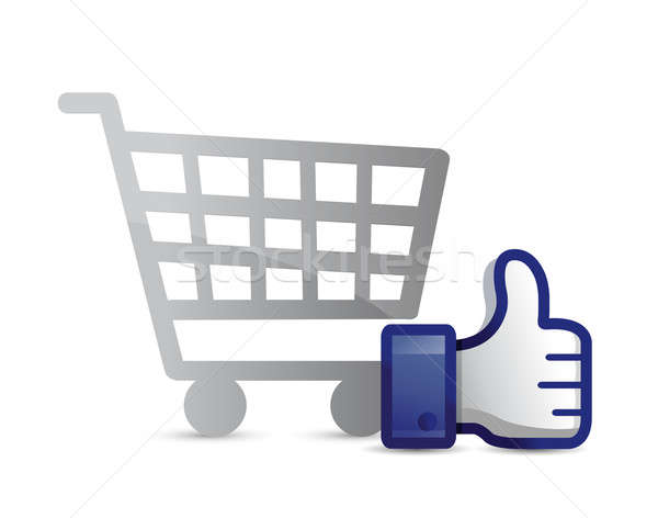 shopping cart thumb up illustration design over a white backgrou Stock photo © alexmillos