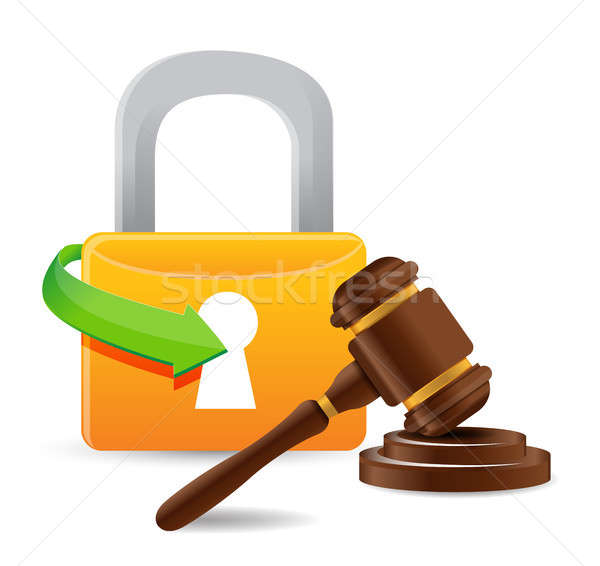 Stock photo: lock and gavel