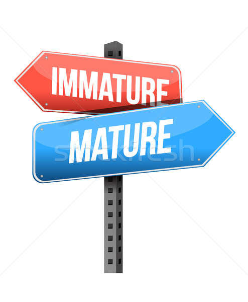 [[stock_photo]]: Immature · maturité · panneau · routier · illustration · design · blanche
