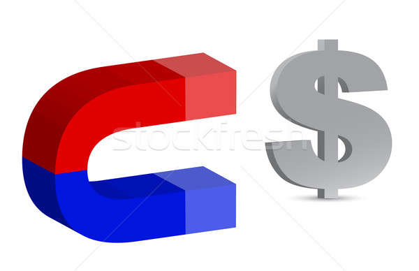 Magnet and dollar sign on white background Stock photo © alexmillos