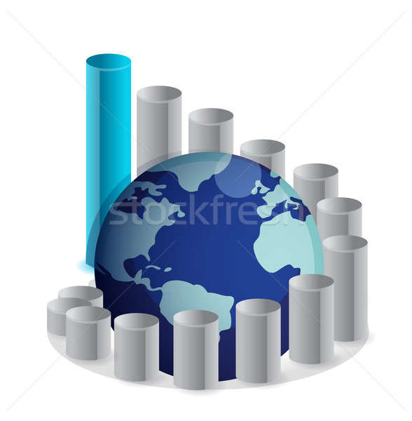 Stock photo: upward globe chart illustration design