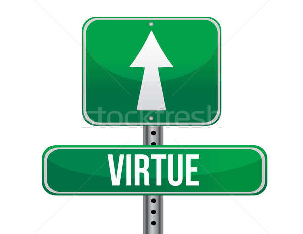 Foto d'archivio: Virtù · cartello · stradale · illustrazione · design · bianco · metal