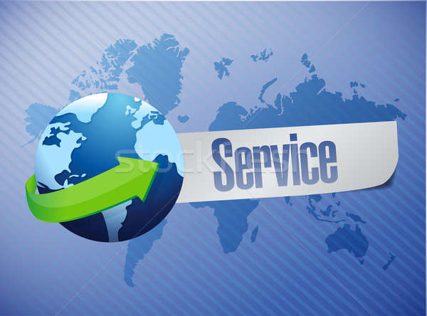 global service world map illustration design over a blue backgro Stock photo © alexmillos
