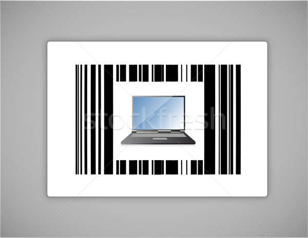 Stock photo: laptop upc or barcode illustration design over white
