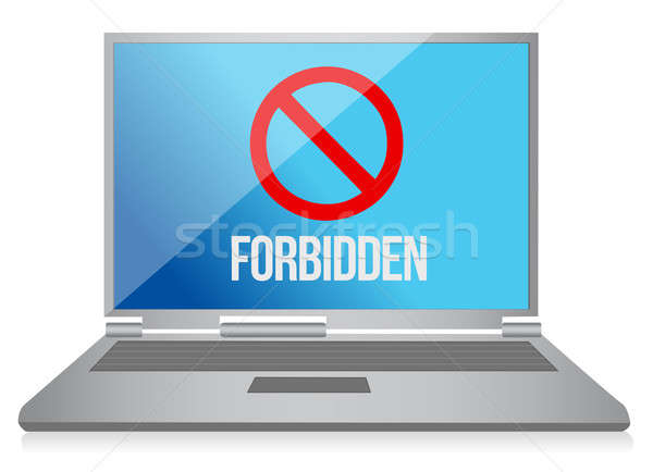 Laptop bericht verboden illustratie internet netwerk Stockfoto © alexmillos