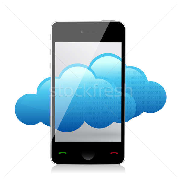 Cloud computing concept. Mobile phone with cloud Stock photo © alexmillos