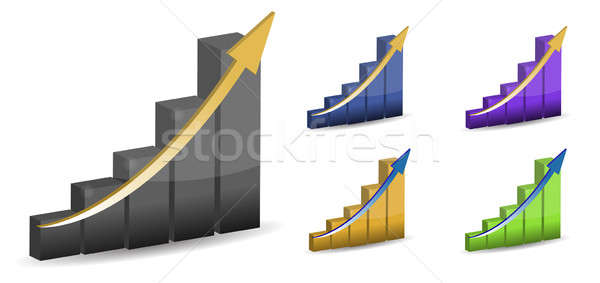 different colors 3d business graphs isolated over a white backgr Stock photo © alexmillos