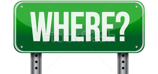 where green road sign illustration over a white background Stock photo © alexmillos