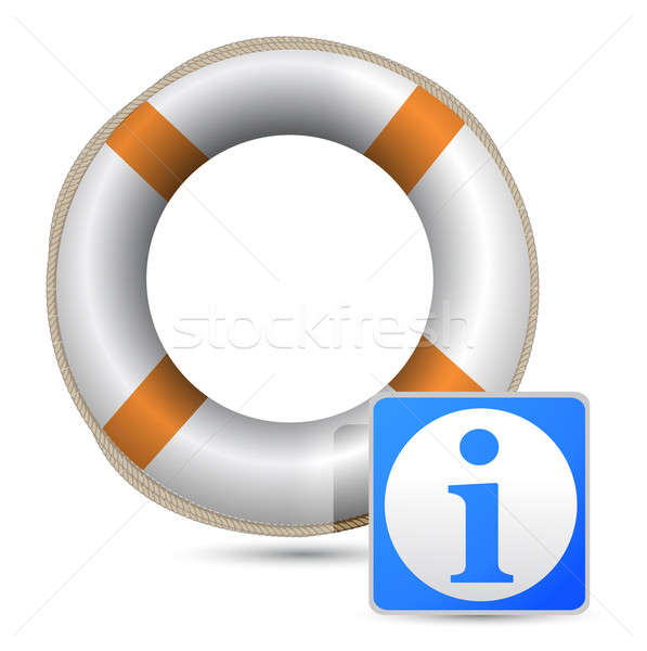 Stock photo: blue word INFO with an orange/white lifebelt illustration
