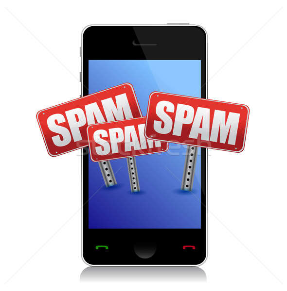 Modern phone with spam signs illustration design Stock photo © alexmillos
