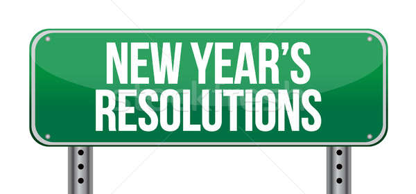 sign announcing 'New Year's Resolutions' illustration design ove Stock photo © alexmillos
