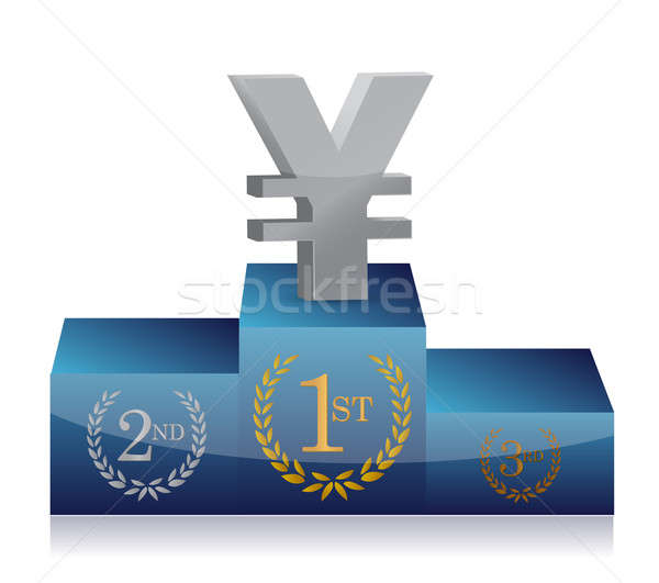 Yen gagnants podium illustration design blanche [[stock_photo]] © alexmillos