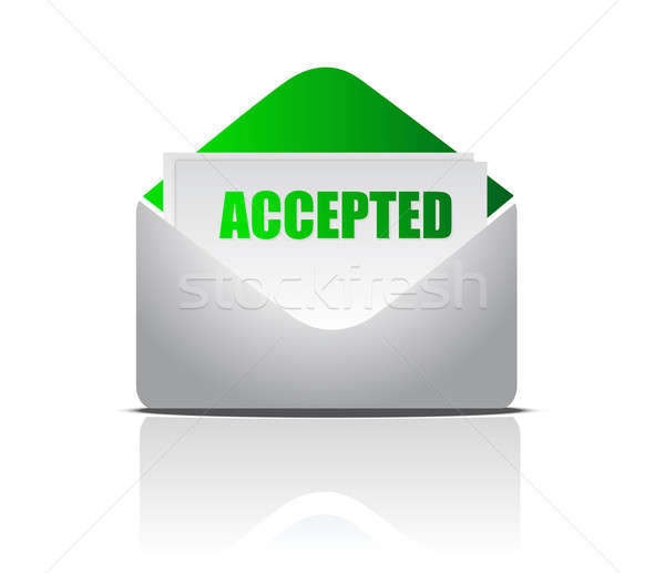 accepted (letter) illustration of mail envelope over white backg Stock photo © alexmillos