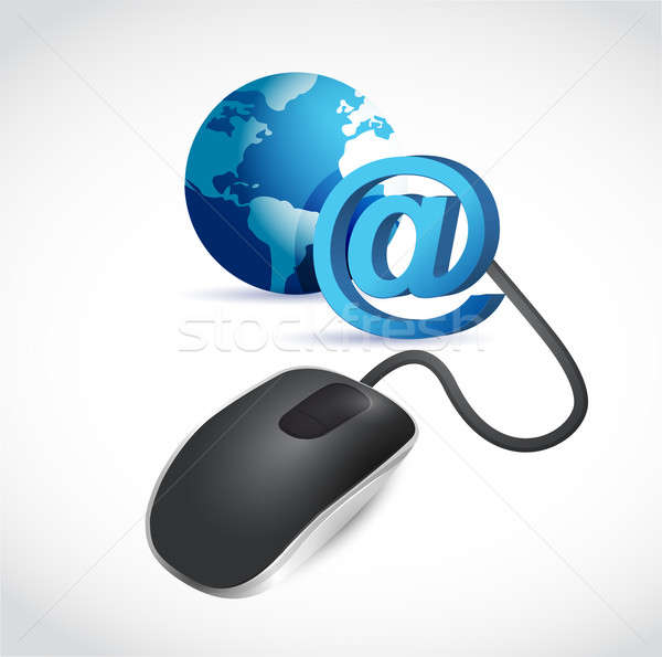 現代 黑色 電腦鼠標 藍色 地球 世界 商業照片 © alexmillos