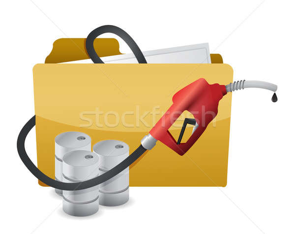 with a gas pump nozzle illustration design over a white backgrou Stock photo © alexmillos