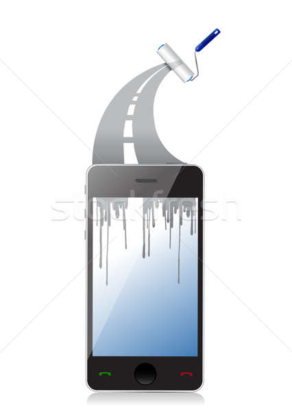 paint roller ink highway technology illustration design over a w Stock photo © alexmillos