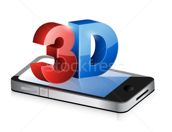 Telefonu 3D ekranu ilustracja projektu biały Zdjęcia stock © alexmillos