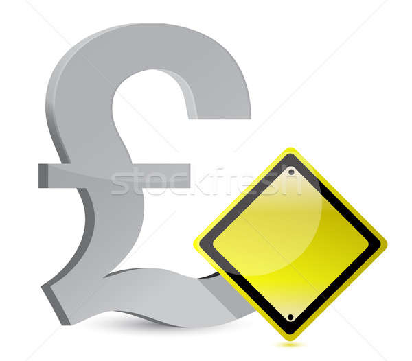 pound warning yellow sign illustration design over white Stock photo © alexmillos
