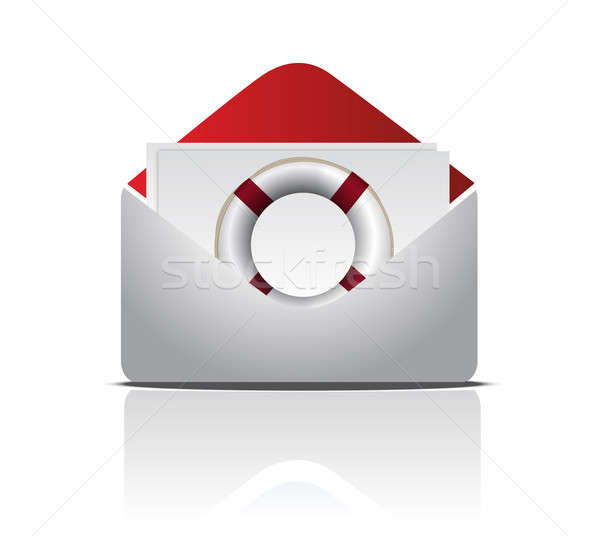 открытых конверт Спасательный круг иллюстрация дизайна белый Сток-фото © alexmillos