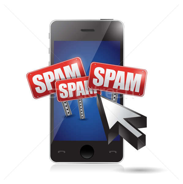 phone with a spam message illustration design over white Stock photo © alexmillos