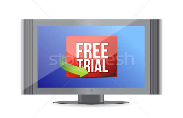 Free trial arrow label on screen Stock photo © alexmillos