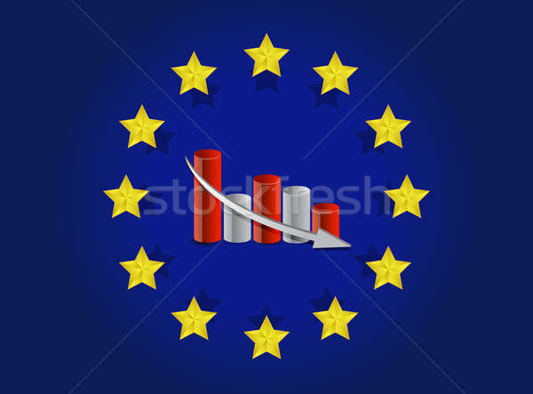 european union flag and falling graph illustration design Stock photo © alexmillos