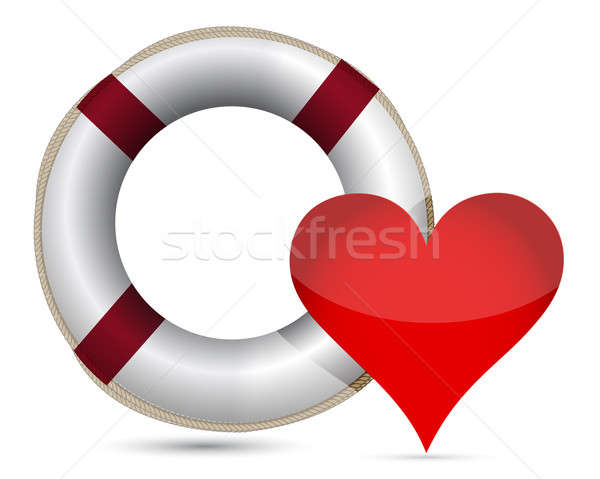 lifesaver and heart illustration design over a white background Stock photo © alexmillos
