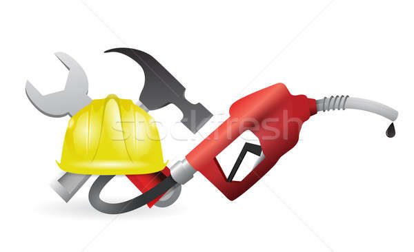 Szerszámok benzinkút pumpa fúvóka illusztráció terv fehér Stock fotó © alexmillos