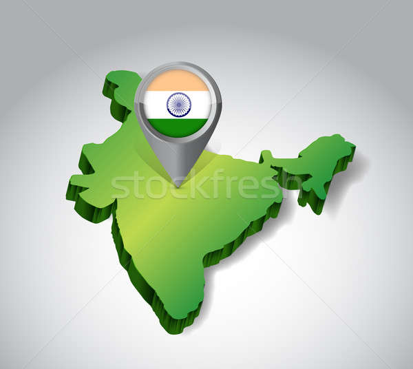 Stockfoto: Indië · illustratie · ontwerp · witte · kaart · vlag