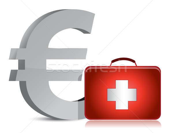 euro and medical kit illustration design over white Stock photo © alexmillos