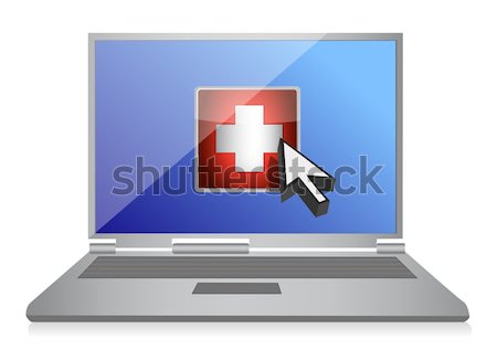 A band aid is fixing a damaged laptop. Stock photo © alexmillos