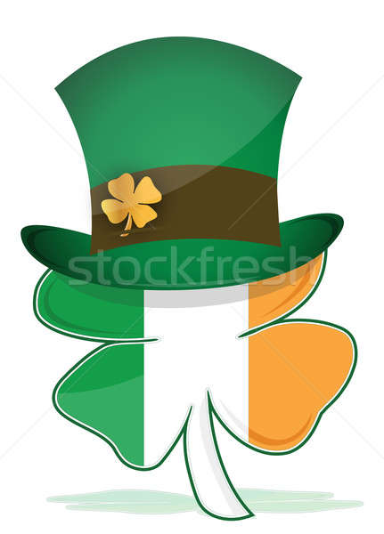 St. Patrick's hat with irish clover illustration design Stock photo © alexmillos
