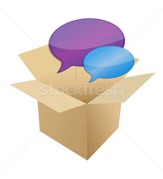 box with message bubbles illustration design over white Stock photo © alexmillos