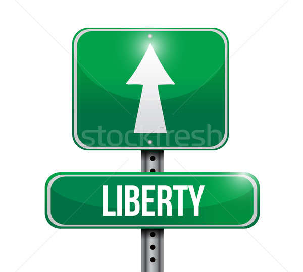 liberty road sign illustration design over white Stock photo © alexmillos
