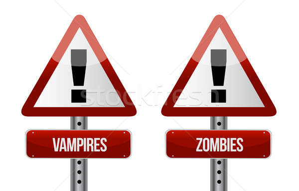 Beware of Vampires and Zombies illustration design over white Stock photo © alexmillos