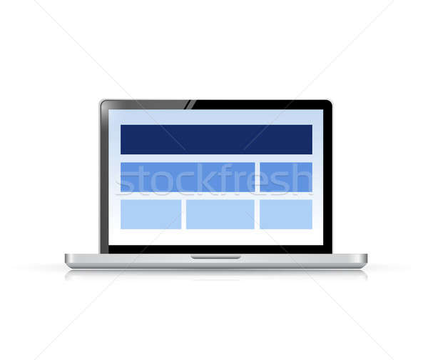 Website schema ecranul calculatorului ilustrare proiect alb Imagine de stoc © alexmillos