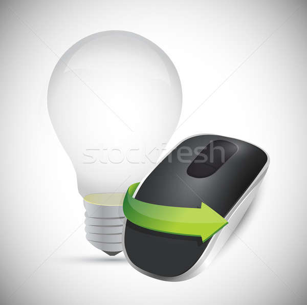 idea bulb and Wireless computer mouse isolated on white backgrou Stock photo © alexmillos