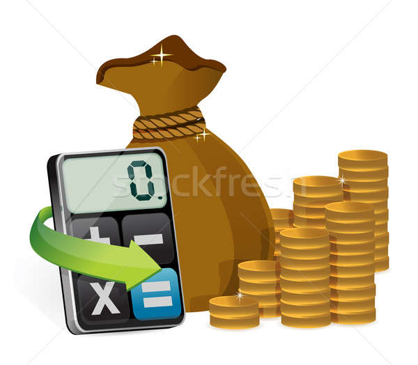 Money bag and modern calculator  Stock photo © alexmillos