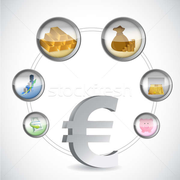 Euro simbol monetar icoane ciclu afaceri Imagine de stoc © alexmillos