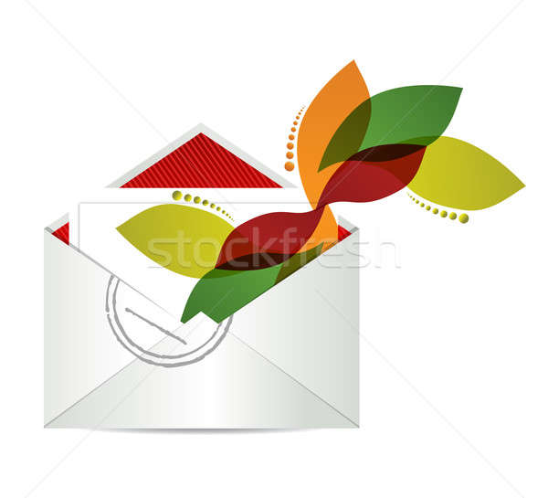 Floral design envelope with papers Stock photo © alexmillos