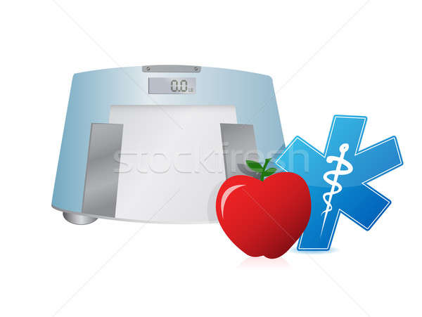 Healthy food and weight scale, illustration design Stock photo © alexmillos