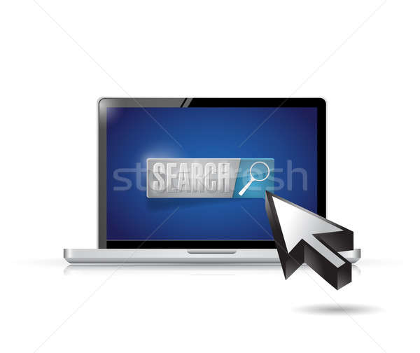 Laptop ricerca pulsante cursore illustrazione design Foto d'archivio © alexmillos