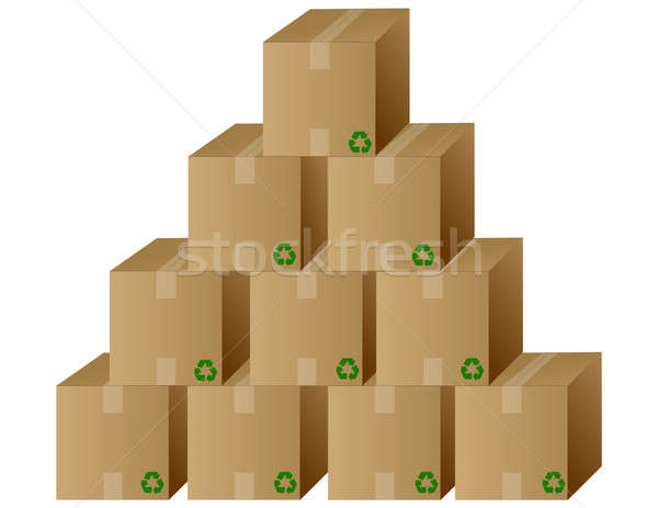 A pile of closed recycled boxes. Vector file also available. Stock photo © alexmillos