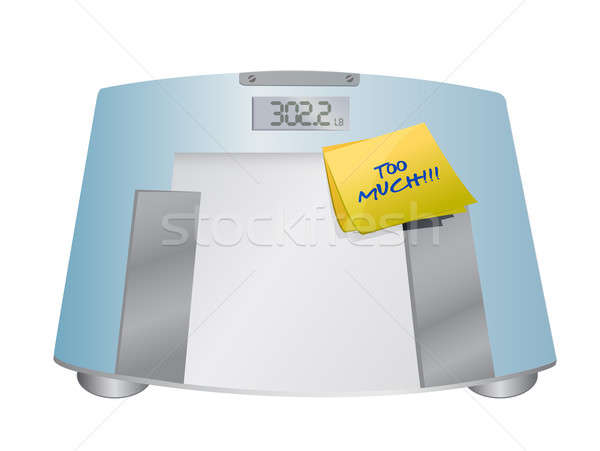 too much sign on a weight scale. illustration design over white Stock photo © alexmillos