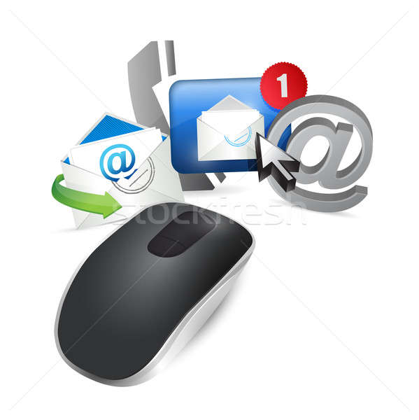 contact us concept. Wireless computer mouse isolated on white ba Stock photo © alexmillos