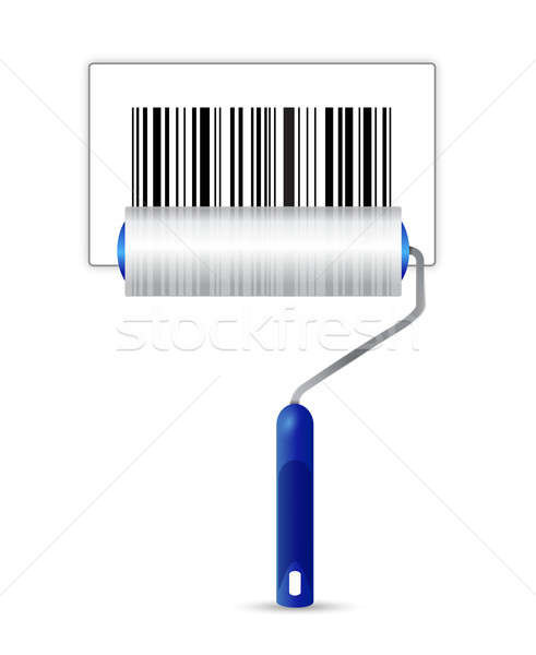 paint roller and upc bar code illustration design over a white b Stock photo © alexmillos
