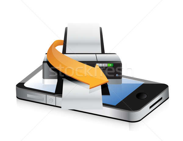 printer phone app illustration design over a white background Stock photo © alexmillos