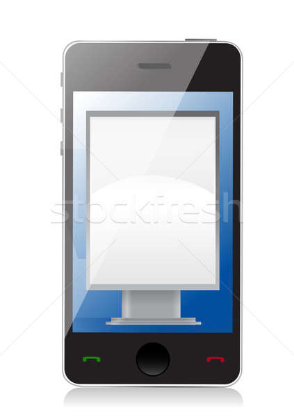 Marketing concept ad stand on phone illustration design over whi Stock photo © alexmillos
