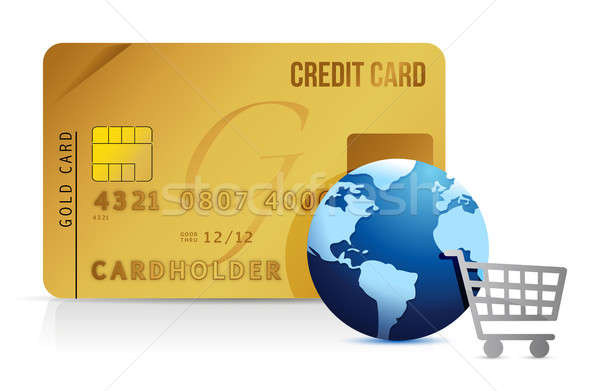 Karty kredytowej koszyk świecie komputera streszczenie ziemi Zdjęcia stock © alexmillos