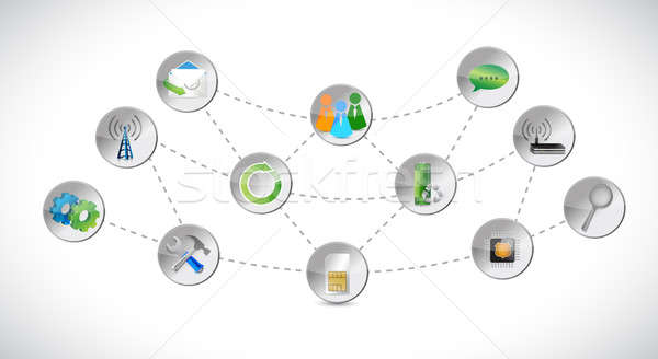 network tools connection illustration over a white background Stock photo © alexmillos